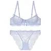 Lingerie de renda pura desejo estilo europeu e americano para mulheres, faz seios grandes parecerem menores, malha transparente com bojo fino, conjunto de lingerie sexy com alças cruzadas
