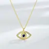 Colar Cruzado Olho de Diabo Prata de Lei S925 Feminino Design de Nicho Sentido de Design Olhos de Zircônia Azul Corrente de Pescoço Colar Elegante