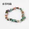 Pulsera de mujer de piedra mineral en bruto de cristal natural, pulsera de grava irregular de cristal rosa con cuerda elástica, joyería de regalo