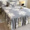 Faldón de Cama Grueso 100% Algodón Pieza Única Cálido Algodón Puro Cepillado Cubrecama 1.2m 1.5m Cama 1.8 Juego de Fundas para Colchón Otoño Invierno