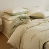 Set de regalo de alta gama de satén de algodón puro Clase A cepillado de color mixto de cuatro piezas, juego de ropa de cama con funda nórdica 100% algodón de lujo ligero para dormitorio principal 4