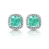 Venta en vivo flash color transparente tesoro flor de hielo tallado bolsa cuadrada princesa aretes moda transfronteriza europea y americana aretes de diamante de alto carbono