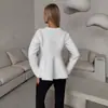 Suéter Cardigan de Veludo Imitação de Visão Cruzada para Mulheres no Outono e Inverno Novo Top de Cauda de Peixe de Alta Qualidade Jaqueta de Tricô de Pequena Fragrância Elegante