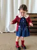 Ropa para niñas: vestido de otoño, vestido tipo chaleco de mezclilla para niñas, atuendo de principios de otoño, vestido de bebé Clase A