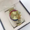 Venta al por mayor transfronteriza Anillo Daytona de Diamante Arcoíris Reloj para Hombre Correa de Acero Reloj de Cuarzo Reloj Cronógrafo Cósmico Dropshipping