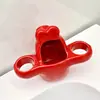 Estante de cerámica con forma de pequeño cocodrilo para almacenamiento de cepillos de dientes para lavabo y baño, soporte para cepillos de dientes y pasta de dientes
