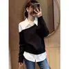 Sudadera gris tipo dos piezas con cuello polo, diseño elegante para mujer, nueva tendencia otoño 2026 top A13688
