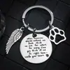 Chaveiro Memorial para Pet Quando Amanhã Asas de Anjo Pegada de Cachorro Pingente Presente de Dia dos Namorados Pingente