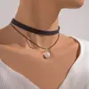 Moda Transfronteriza Europea y Americana Collar Sencillo Tótems de Cuerno Cadena de Clavícula de una Sola Capa Gargantilla Geométrica de Luna Creciente
