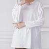 Camiseta de Manga Longa Primavera/Verão 2025 Japonesa e Coreana para Mulheres, Cor Sólida Simples, Design Único, Top Casual Solto, Transfronteiriço