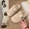 Moda de un paso para exteriores 2026 nuevas pantuflas cálidas cerradas para otoño e invierno, pantuflas de pelo para mujer, pantuflas de algodón para exteriores