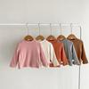 Ins invierno estilo coreano infantil estilo occidental forro polar cálido manga larga hombres y mujeres bebé color liso todo a juego camiseta interior