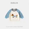 Suéter Pulôver Festivo Vermelho para Meninos da Dudu, Tricô de Inverno para Crianças, Pulôver de Ano Novo para Meninas, Roupa Infantil