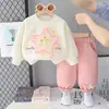 Conjunto de Primavera y Otoño para Niña 2026 Nueva Moda para Bebé Ropa de Otoño Sudadera con Estrellas de Encaje Conjunto de Dos Piezas