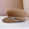 Gorra de Lana Francesa Nueva para Otoño e Invierno Decoración de Cadena de Perlas para Mujer Gorra Ecuestre Cálida Moda Sombrero de Jinete Sombrero de Fieltro