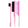 Set de peluquería en stock transfronterizo: Set de Tres Piezas con Peine de Cola Fina de Acero, Peine Separador y para Mechas, Pincel para Cejas de Doble Punta, Peine para Bordes y Peine de Cardado