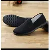 Zapatos de Tela del Viejo Pekín para Hombre, Zapatos de Tela Transpirables de Primavera con Suela Multicapa, Slip-On con Suela de Llanta Gruesa Zapatos de Tela de Trabajo Negros para Hombre