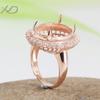 XD 13*18 anillo de cara de malla de plata 925 imitación diamante soporte de anillo de plata soporte de anillo vacío femenino DIY soporte de anillo de cera de abeja incrustada