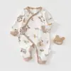 Macacão de Bebê, Classe A, Algodão Puro, Estilo Primavera e Outono, Macacão de Manga Longa Sem Costura, Roupa de Bebê Anyang