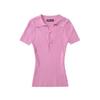 Verão Novo Estilo Lapela Cor Pura Botão de Pérola de Alta Qualidade Tricô Tops de Manga Curta Femininos Versátil Gola Polo Roupas Femininas