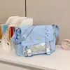 Bolsa de ombro grande capacidade estilo japonês, bolsa fofa da moda para estudantes, bolsa de mão leve para o dia a dia, bolsa transversal para aulas e reforço