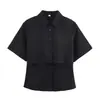 Novo Produto Transfronteiriço 2025 Estilo Europeu e Americano Roupas Femininas Atacado de Comércio Exterior Camisa de Manga Curta de Camada Dupla com Estampa de Borboleta