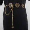Corrente de Cintura de Metal Leve de Luxo Transfronteiriça com Decoração Oca de Sol e Lua Acessórios Cinto para Vestido para Mulheres Verão Novo Estilo