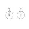 Pendientes de borla circular con plumas, estilo simple, con cuentas lisas y hoja, para mujer