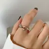 2023 Nuevo Anillo de Cadena Estilo Ins Europeo y Americano Pulsera Cuadrado Hueco Simple Distintivo Dedo Índice Anillo para Mujer