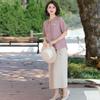 Nuevo Traje de Moda de Verano para Mamá Estilo Chino 2025 Nueva Camisa Estilo Nacional para Mujeres de Mediana Edad y Mayores que Reduce la Edad