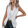 Blazer Elegante Sin Mangas Primavera y Otoño 2026 Amazon Color Sólido Cuello de Solapa Cárdigan Holgado Traje de Oficina para Mujer