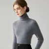 Suéter de cuello alto de encaje suave para mujer de comercio exterior transfronterizo, suéter de capa interior para otoño e invierno, camiseta básica de punto de color liso con cuello alto apilado