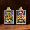 Thangka Pintado à Mão Zaki Lamu Manjushri Tara Verde Buda da Medicina Vida Passada e Presente Imagem Personalizável Pingente Thangka Esfregado Estilo Xizang