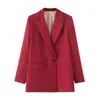 20 Colores Primavera y Otoño Moda Urbana Europea y Americana Traje Casual Urbano Holgado Simple de Dos Botones Chaqueta de Mujer Color Puro