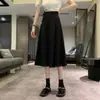 Nuevo falda midi lápiz negra de línea A de cintura alta adelgazante de talla grande para mujer para principios de otoño, adecuada para mujeres de talla grande