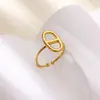 Anillo de Acero Inoxidable Estilo Geométrico Personalidad H Nariz de Cerdo Japonés Anillo Ins de Gama Alta Coreano Estilo Minimalista Venta Caliente Transfronteriza