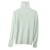 Suéter de cuello alto sin costuras para mujer de lana y cachemira para otoño, elegante suéter base ajustado de cuello alto con borde enrollado