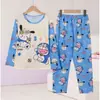 Pijamas de niña, primavera y otoño, jersey de cuello redondo con dibujos animados, ropa de casa de manga larga, traje para niños y niñas, ropa de casa