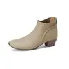 Botines de piel de oveja súper suaves, ultraligeros y cómodos para el día a día, otoño/invierno 2026, tacón medio grueso, punta redonda, color nude, piel genuina, suela suave, botines cortos para mujer