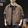 "Old Money" estilo jaqueta listrada retrô para homens, nova coleção de outono, corte solto, lapela casual, estilo Harrington, tamanhos grandes