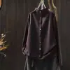 Nuevo Producto Otoño/Invierno 2026 Estilo Coreano Holgada Casual Camiseta Térmica de Manga Larga con Cuello Alto y Botones para Mujer MHT
