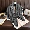 Bufanda de seda estampada elegante para mujer, 90 cm, estilo coreano, ligera, de lujo, con letras, cuadrada, grande, protector solar, chal, pañuelo para la cabeza.