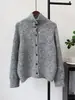 Outono/Inverno 2026 Novo Elegante Gola Alta Estilo Coreano Casual Solto Casaco Suéter Versátil Emagrecedor Cardigan Tricot Casual para Mulheres