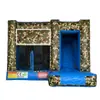 Castelo Pula Pula Inflável Camuflado com Escorregador e Cesta de Basquete Design Atividade Imobiliária Motorista de Tráfego Fonte de Castelo Inflável