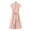 Comercio Exterior 2026 Verano Nuevo Moda Femenina Europea y Americana Vestido Camisa Sexy con Cinturón F612623