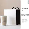 Caneca Estilo Chinês Pintada à Mão com Esmalte Cinza, Copo Cola, Copo de Água Cerâmico para Casa, Caneca de Café para Escritório, Conjunto em Caixa de Presente
