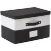 Caja de almacenamiento de color block con remaches, gran capacidad, caja de almacenamiento plegable extragrande con tapa, caja de almacenamiento para ropa, caja organizadora tipo cajón