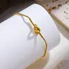 Nuevo Pulsera Trenzada de Acero de Titanio Hecha a Mano Regalo del Día de la Madre Cadena Serpiente Redonda Chapada en Oro Real Joyería que Conserva el Color para Mujeres Venta al por Mayor