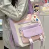 Estilo Coreano Ins Novo Modelo Alta Aparência Cores Frescas e Doces Bloqueio de Cores Bolsa de Estudo para Alunos do Ensino Fundamental II e Médio Leve Bolsa Transversal