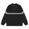 Suéter Pulôver Masculino com Meio Zíper Primavera/Outono Marca Tendência Europeia e Americana Três Listras Jacquard Esportivo Solto Casual Malha